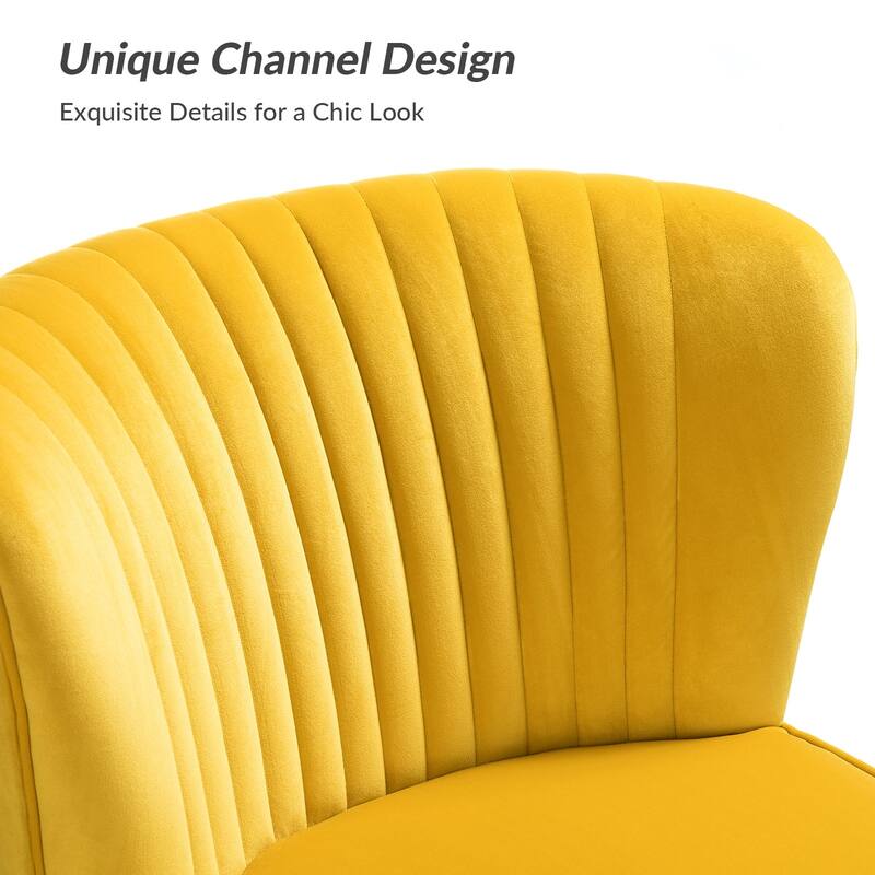 Monica 22''W Upholstered Modern Tufted Accent Side Chair with Gold Legs by HULALA HOME