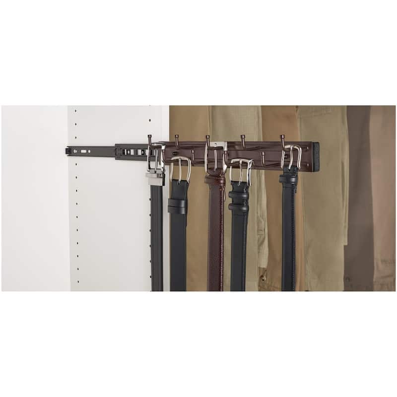 Rev-A-Shelf BRC Series 12 Inch Pull Out Belt and Tie Rack with 9 Hooks