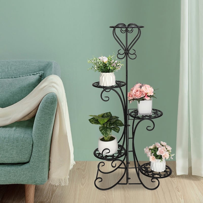 Metal Plant Shelf Stand 5 Tier Shelves Indoor Outdoor