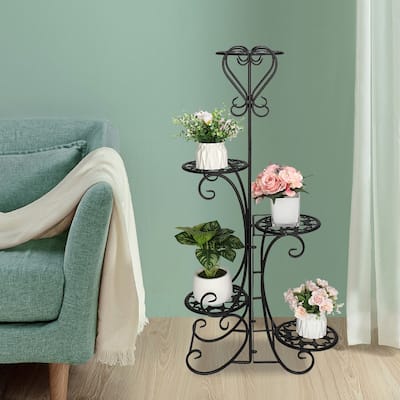 Metal Plant Shelf Stand 5 Tier Shelves Indoor Outdoor