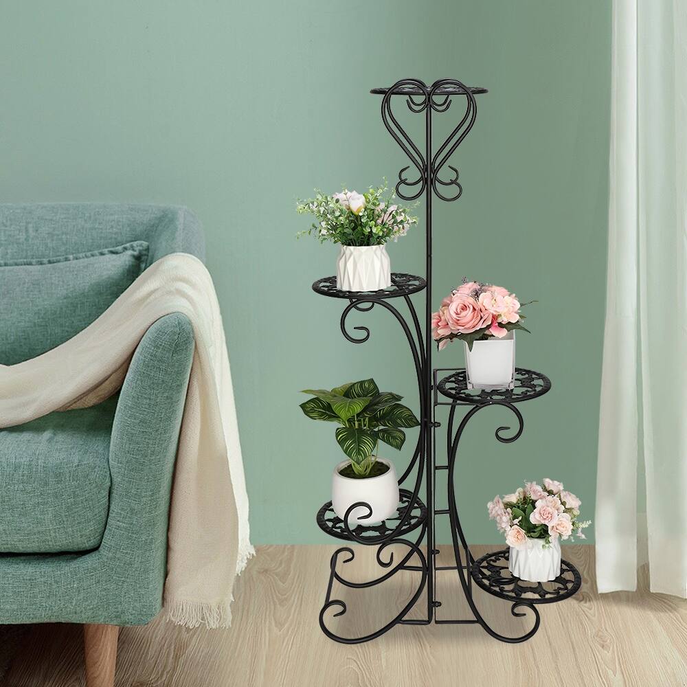 Metal Plant Shelf Stand 5 Tier Shelves Indoor Outdoor