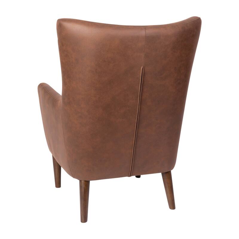 Commercial Upholstered Wingback Accent Chair with Wooden Frame and Legs - 33.25"D x 29.75"W x 41.25"H