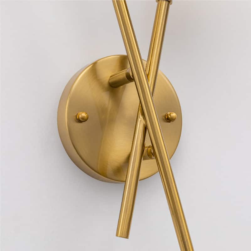 VidaLite Splay 2-Light Brushed Brass Wall Sconce with Adjustable Heads, Modern & Contemporary Style Wall Lamp - 18" x 15"