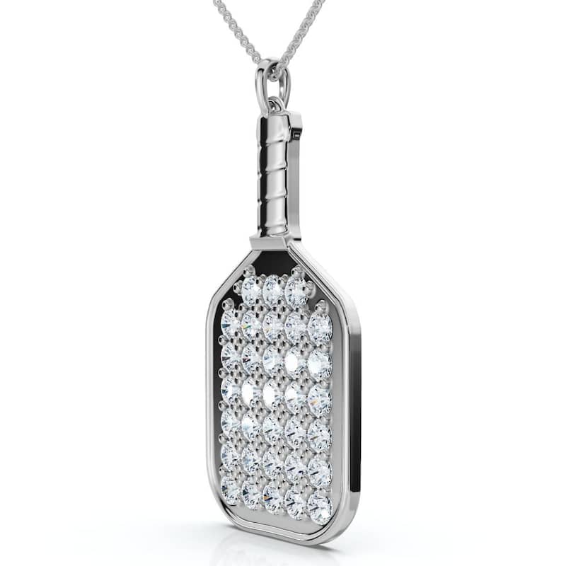 Bliss Diamond 1Ct Diamond Studded Pickleball Paddle Pendant Necklace Gold Lab Grown