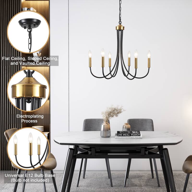 6-Light Candlestick Hanging Linear Chandelier Lighting for Kitchen Island