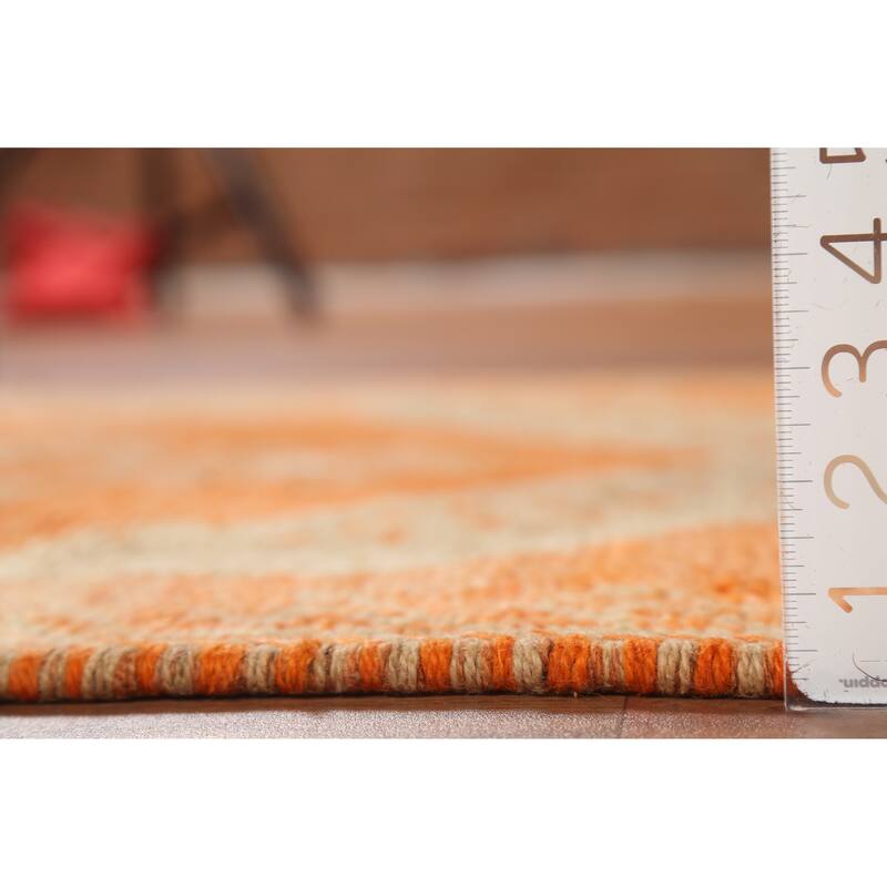 Orange Oushak Vintage Runner Rug Handmade Oriental Wool Carpet - 3'6"x 10'4"