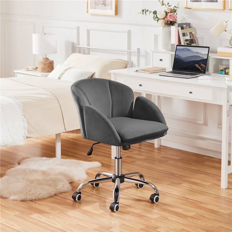 Yaheetech Modern Swivel Rolling Desk Chair Makeup Vanity Chair for Home Office - Dark Gray