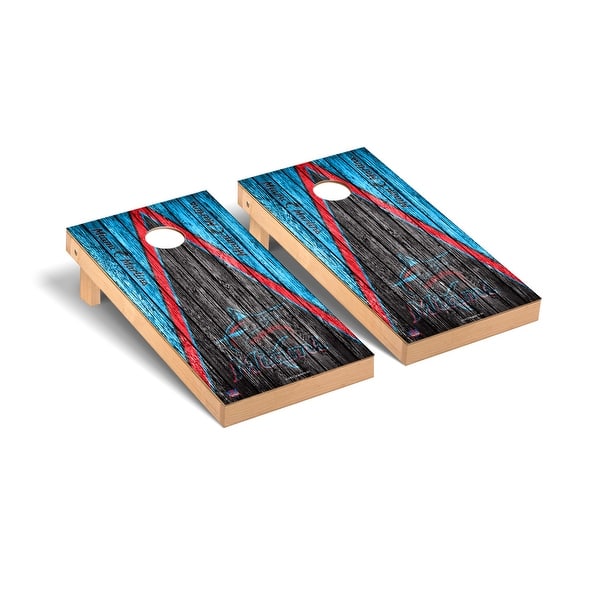slide 2 of 5, Miami Marlins MLB Triangle Cornhole Board Set Include Carrying Case