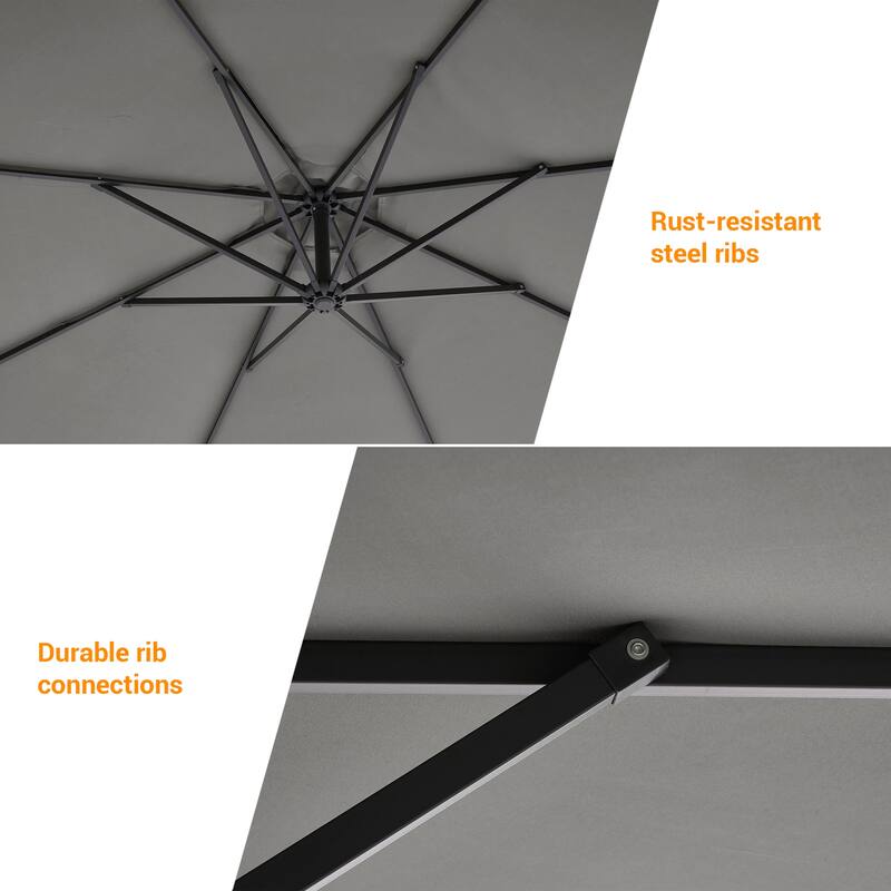 LIVOOSUN 10ft Patio Offset Umbrellas,Hanging Market Patio Umbrella