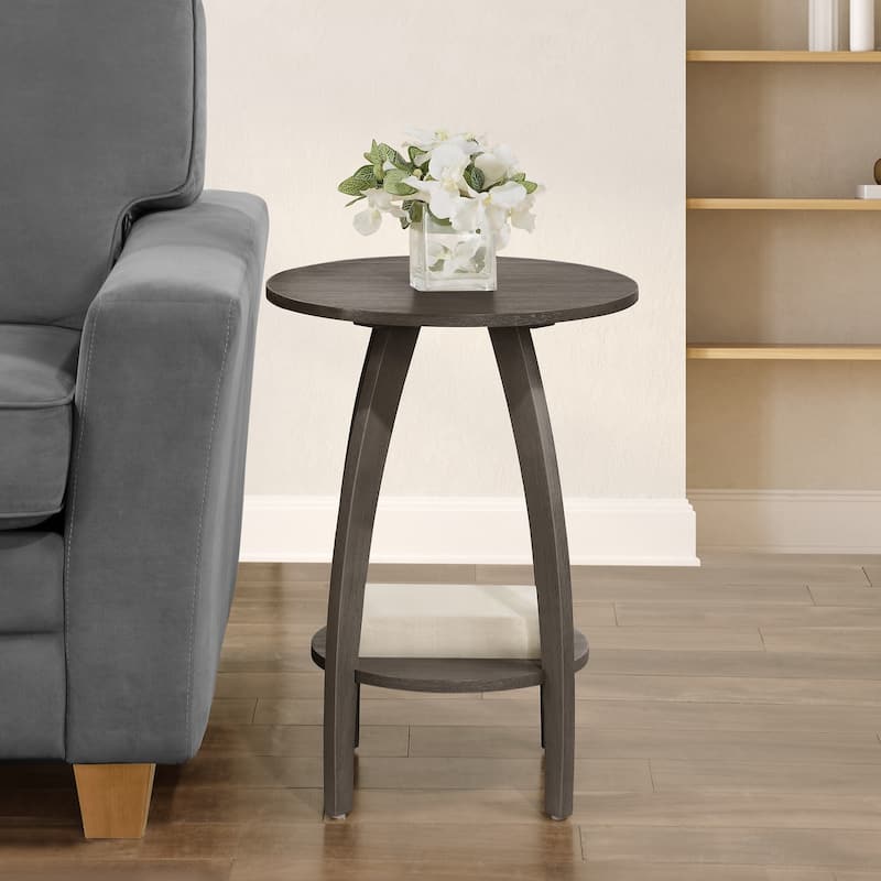 End Table with Shelf Scandinavian-Inspired Mid-Century Modern Two-Tier Storage Accent Furniture for Living Room - 17.75