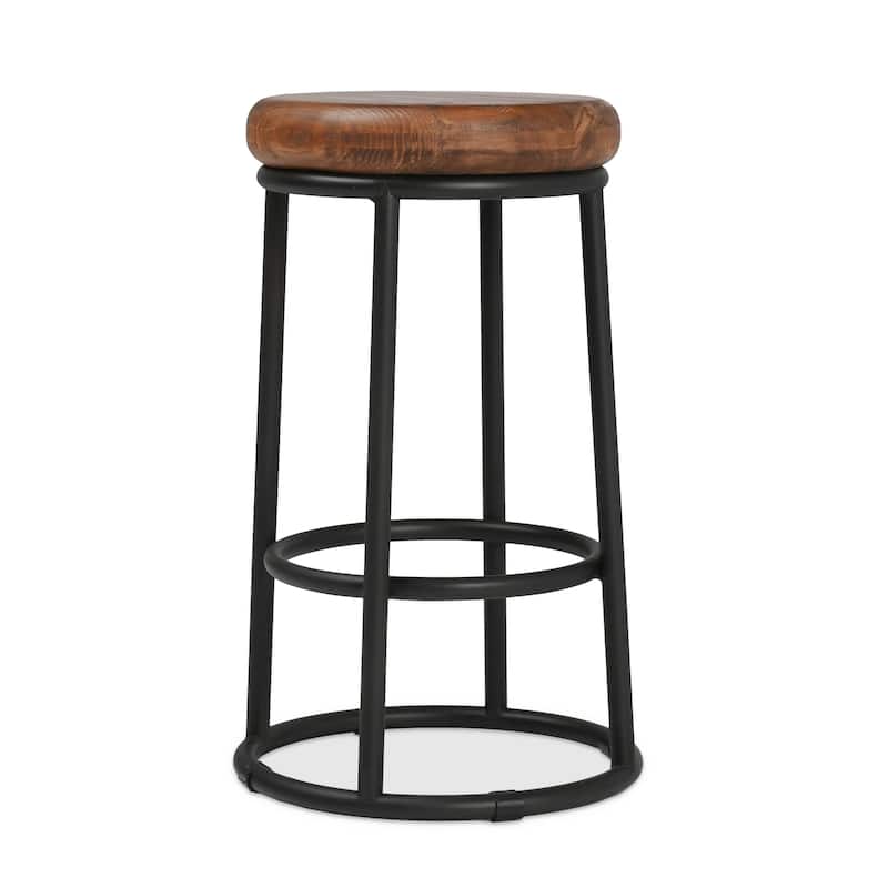 Carbon Loft Horseshoe Reclaimed Wood and Iron Stool