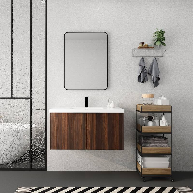Modern Design 36 Inch Float Mounting Bathroom Vanity With Sink Soft Close Door,2 Doors