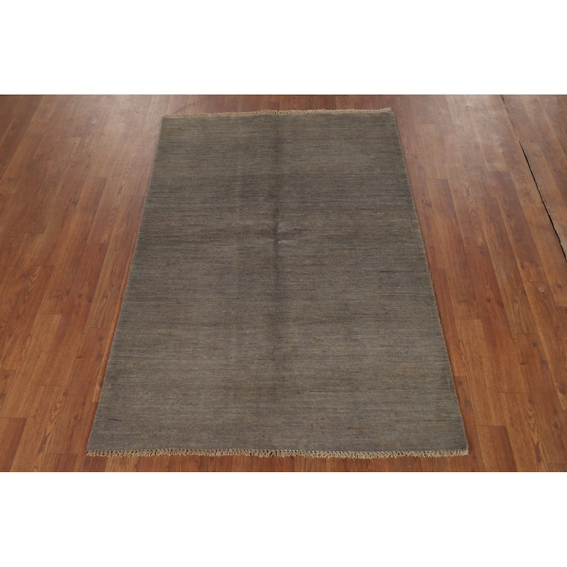 Gray & Beige Gabbeh Modern Foyer Rug Handmade Wool Carpet - 3'4"x 4'10"