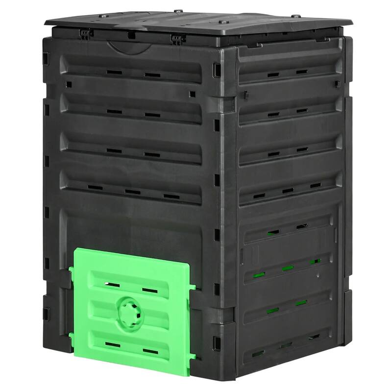 120 Gallon Outdoor Compost Bin Large Garden Tumbler with 80 Air Vents BPA-Free Easy Assemble Black - 27.25" L x 28" W x 40.5" H