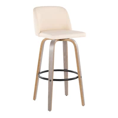 The Gray Barn Vallberga 30" Fixed-Height Bar Stool with Light Grey Wood Base (Set of 2)