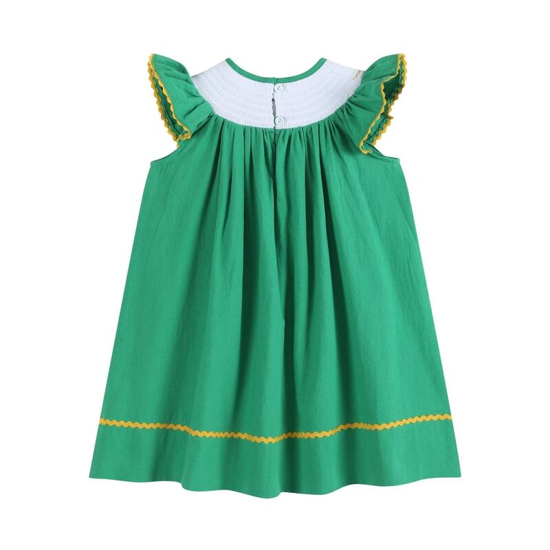 Lil Cactus St. Patrick's Day Shamrock Green Smocked Bishop Dress