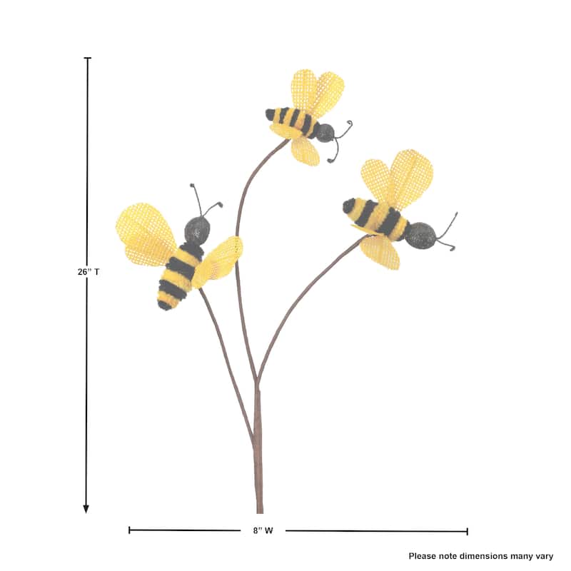 Chenille And Burlap Bee Spray 26"