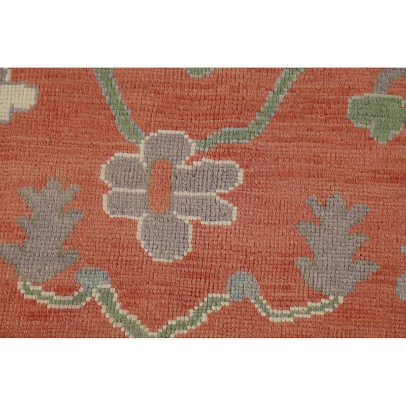 Hand Knotted Oriental 100% Wool Carpet Transitional All-Over Oranges & Rust Oushak Area Rug - 8' 10'' X 6' 1''