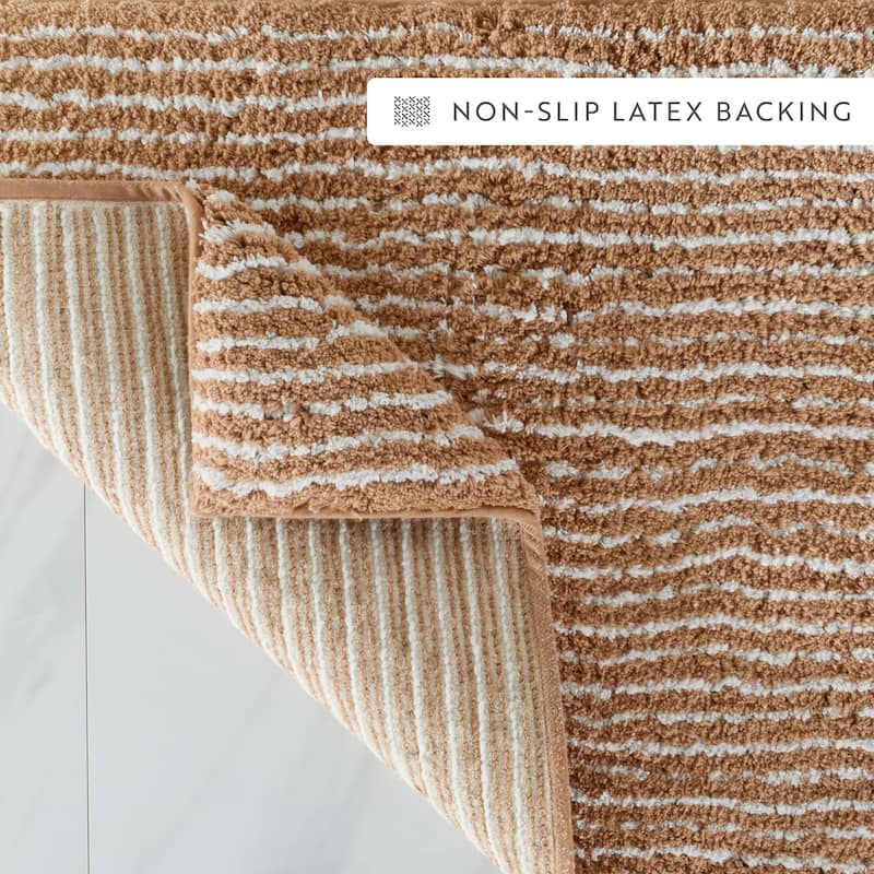 Becky Cameron 100% Cotton Pinstripe Patterned Bath Mat