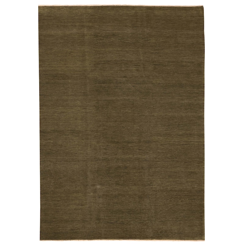 ECARPETGALLERY Hand-knotted Pak Finest Gabbeh Dark Olive Green Wool Rug - 9'0 x 12'3