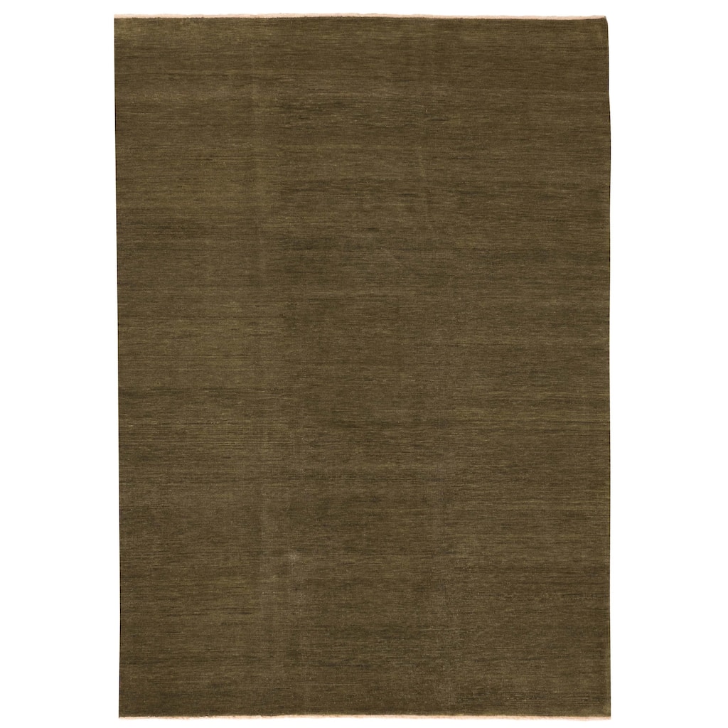 ECARPETGALLERY Hand-knotted Pak Finest Gabbeh Dark Olive Green Wool Rug - 9'0 x 12'3