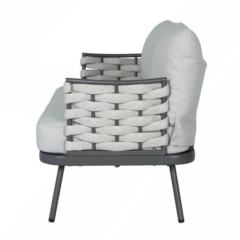 Mariano Steel Loveseat and Table