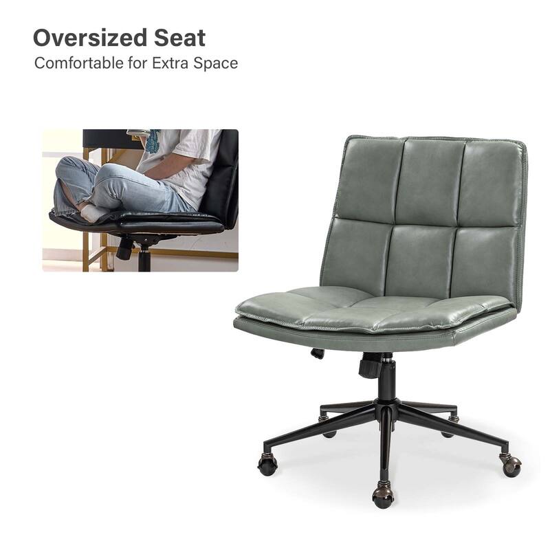 Judy Mid-century Modern Oversize Faux Leather Swivel Tilting Task Office Chair By HULALAHOME