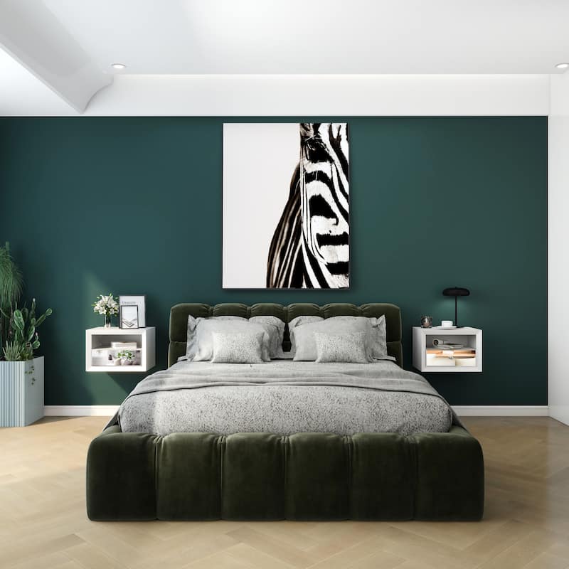 1 Drawer Floating Nightstand with Open Shelf, Wall Mounted Nightstand