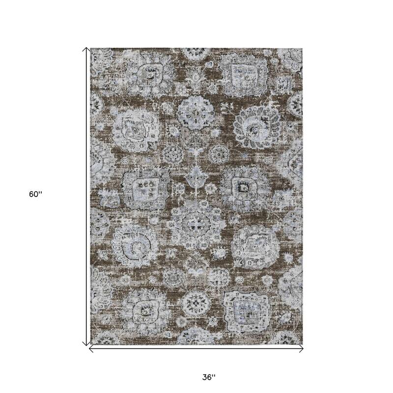 HomeRoots Floral Transitional Rectangle Outdoor Rug