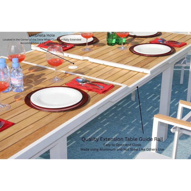Madeira White 11-Piece Aluminum Outdoor Dining Set with Sling Set in White - N/A