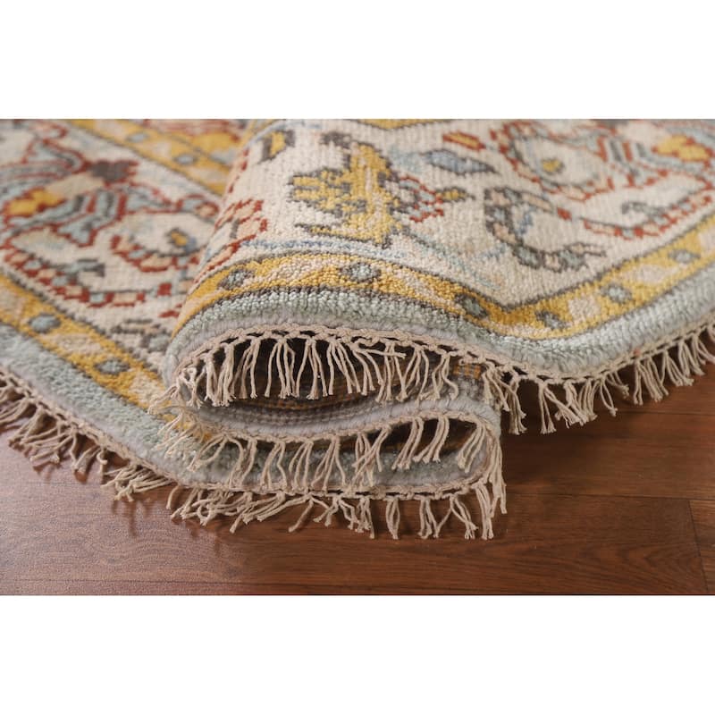 Light Blue Heriz Serapi Indian Octagon Rug Handmade Wool Carpet - 5'10"x 5'10"