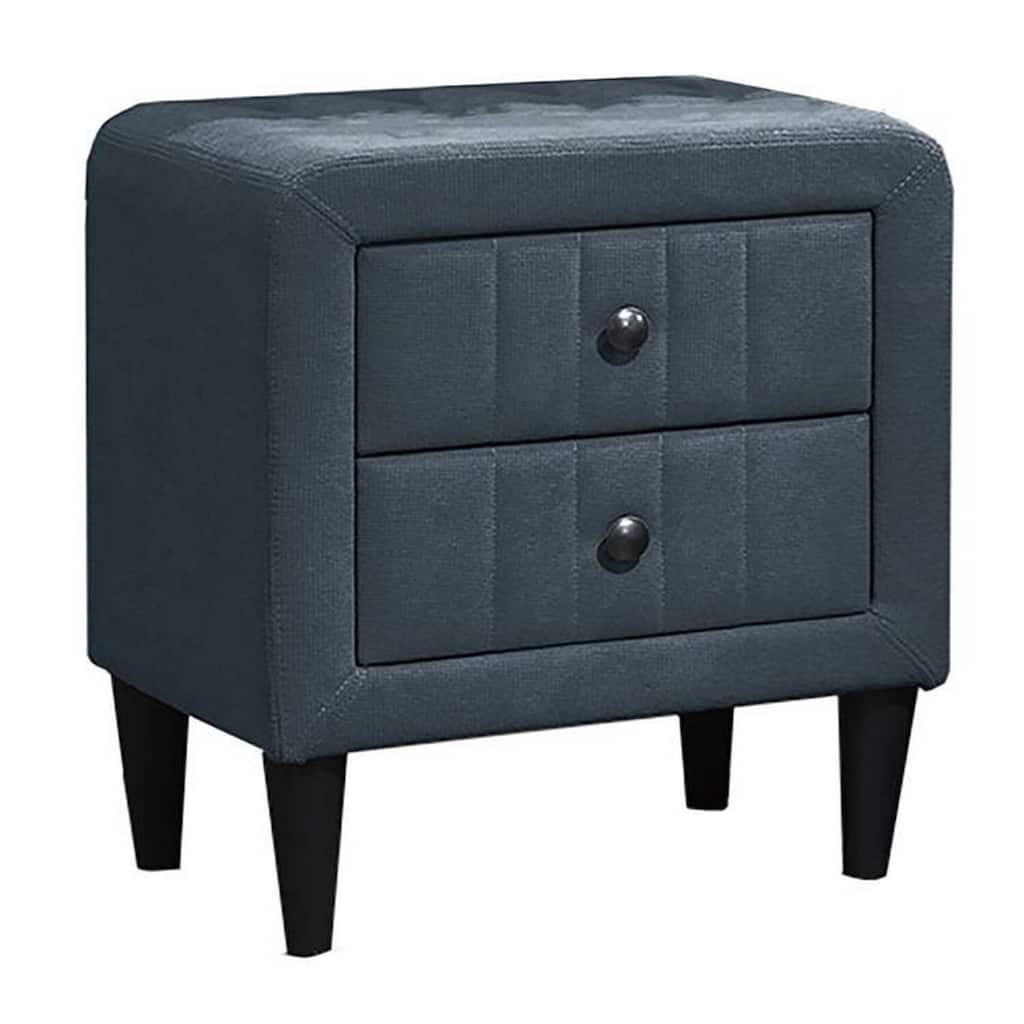 Charcoal Gray/Black 2 Drawer 20.5 in. W Nightstand with Soft Linen Upholstery