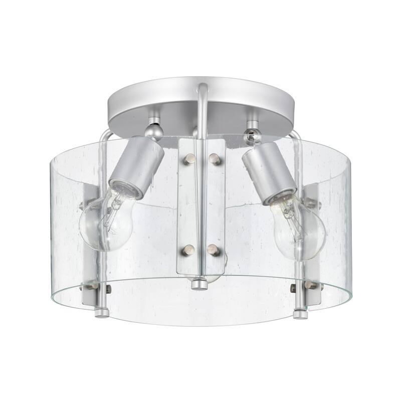 Fortuna Semi Flush Mount Ceiling Light Satin Silver and Seeded Glass Finish 3-Light - N/A