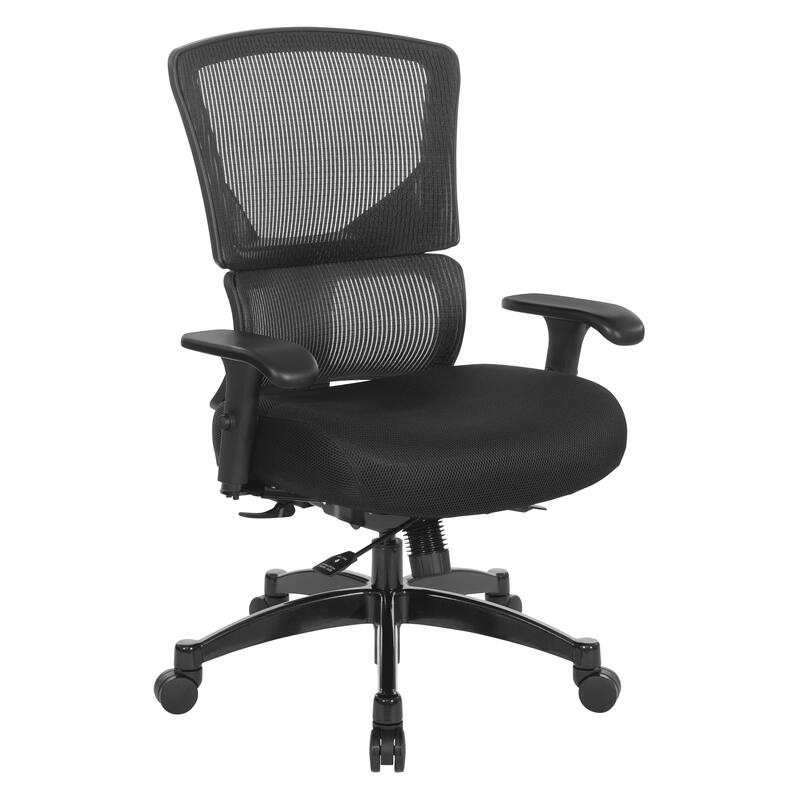 Big & Tall Vertical Managers Chair - Black Back with Black Mesh Seat
