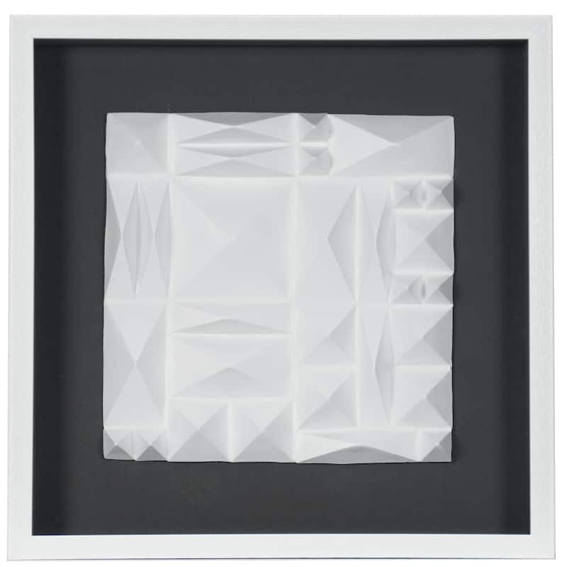 HUJI White Ridges Shadow Box Wall Decor