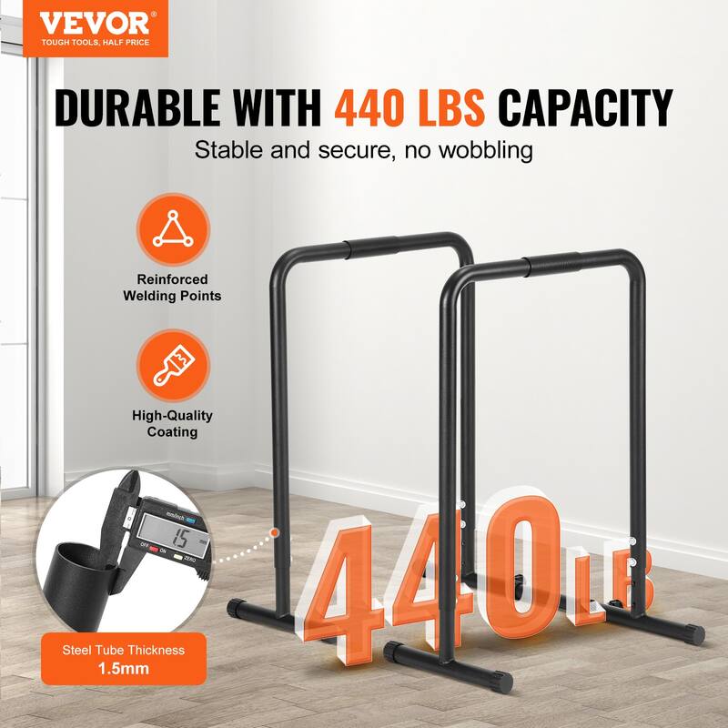 VEVOR Dip Bars Heave Duty Dip Stand Station for Strength Training Home Gym Office Outdoor