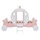 preview thumbnail 14 of 16, Twin Size Princess Bed with Crown and Wheel Decoration, Wooden Platform Carriage Bed Frame with Stair for Kids Bedroom
