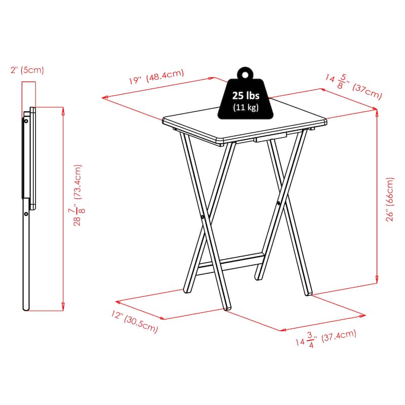 set of 2 beige folding snack table 25.75"