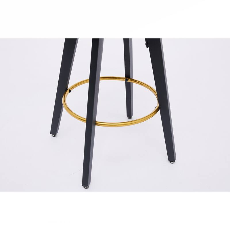 2PCS Swivel Velvet Metal Frame Bar Stools