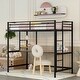 preview thumbnail 3 of 12, Modern Style Twin Metal Loft Bed with Desk, Shelve, 4-step Ladder and Guardrail, Creative Structure & Good Stability, Espresso