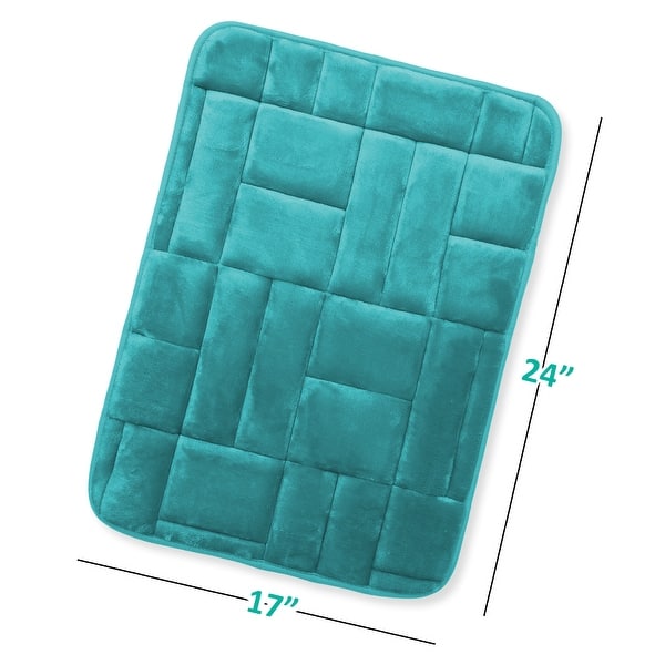 dimension image slide 4 of 28, Clara Clark Ultra Soft Non Slip and Absorbent Bath Rug - Tiled Velvet Memory Foam Bath Mat