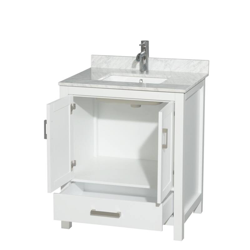 Wyndham Collection Sheffield 30" Freestanding Vanity Set with Hardwood