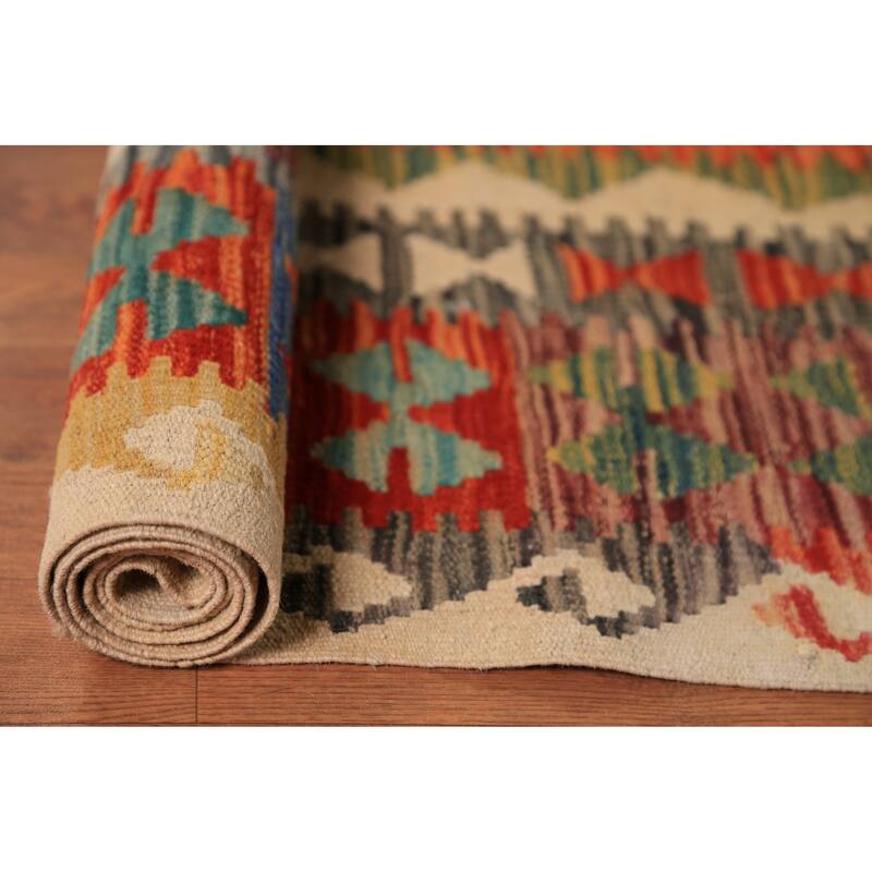 All-Over Trellis Kilim Oriental Area Rug Wool Carpet - 9'8"x 12'10"