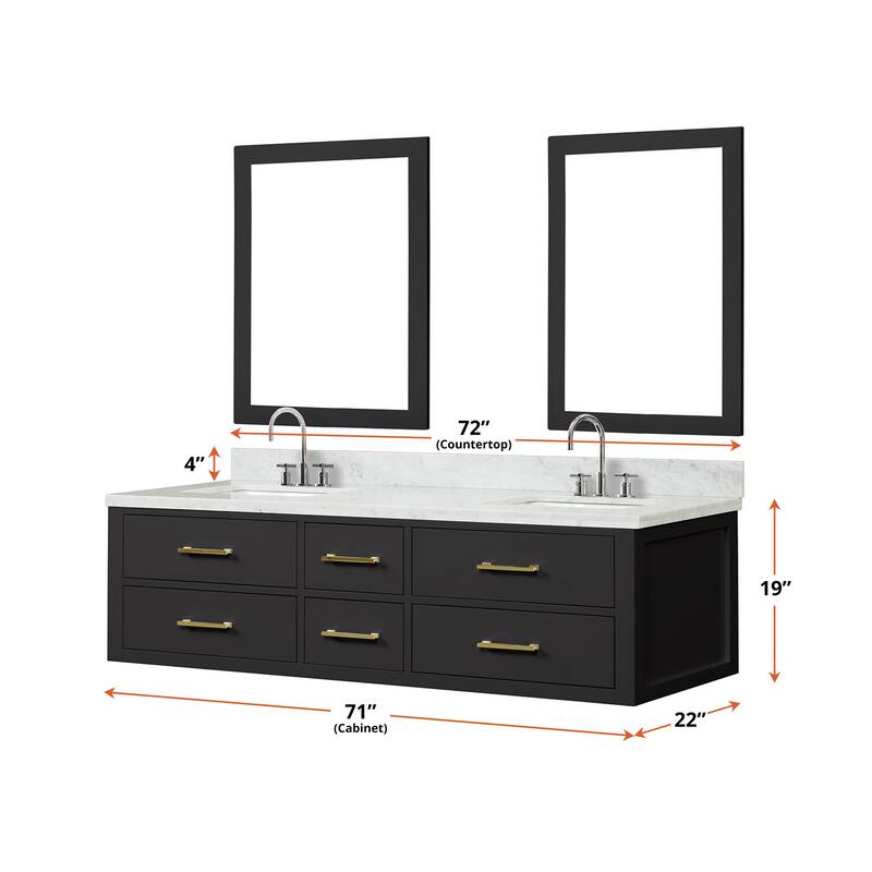 Lexora Castor Double Bath Vanity and Carrara Marble Top