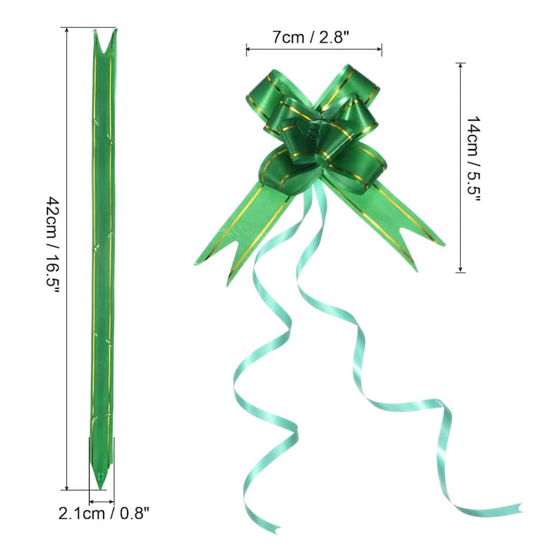 40Pcs 2.8" Pull Bows Present Wrapping String Bows Gold Thread Style - Dark Green
