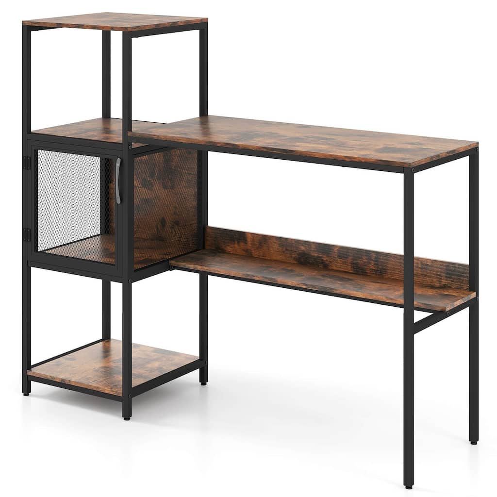 Costway Computer Desk with Bookshelf Large Wide Desktop Storage - See Details