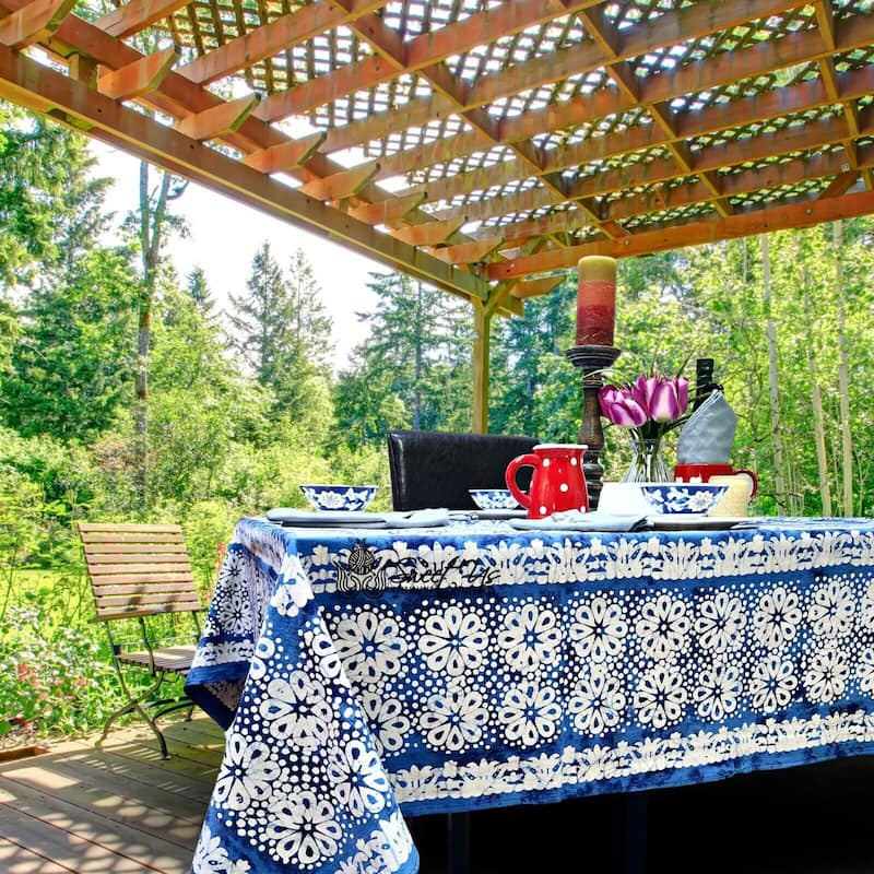 Cotton Batik Daisy Floral Tablecloth Collection - 60 x 60 in