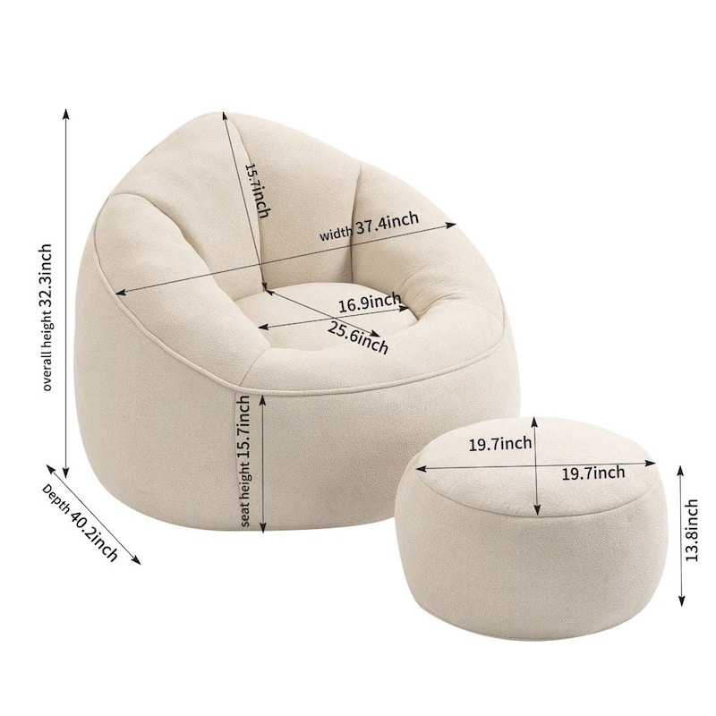 Bedding Bean Bag Sofa Chair High Pressure Foam Bean Bag Chair with Footrest