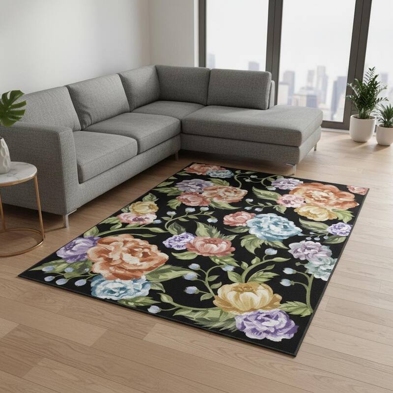 HomeRoots Floral Traditional Rectangle Area Rug - 8' X 10'