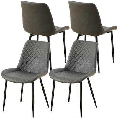 Set of 4 Leathaire Dining Chairs ,Mid-Century Modern Chairs Kitchen Living Room Armless Side Chair